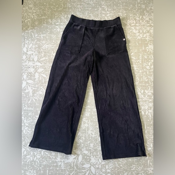 Talbots Pants - Talbots Black Wide-Leg Corduroy Track Pants